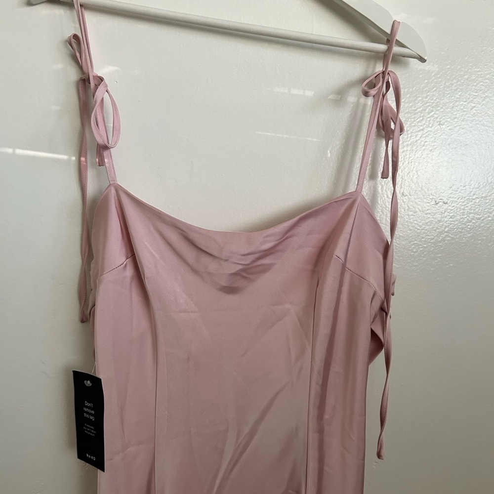 Chic Blush Backless Dress with Tie Straps